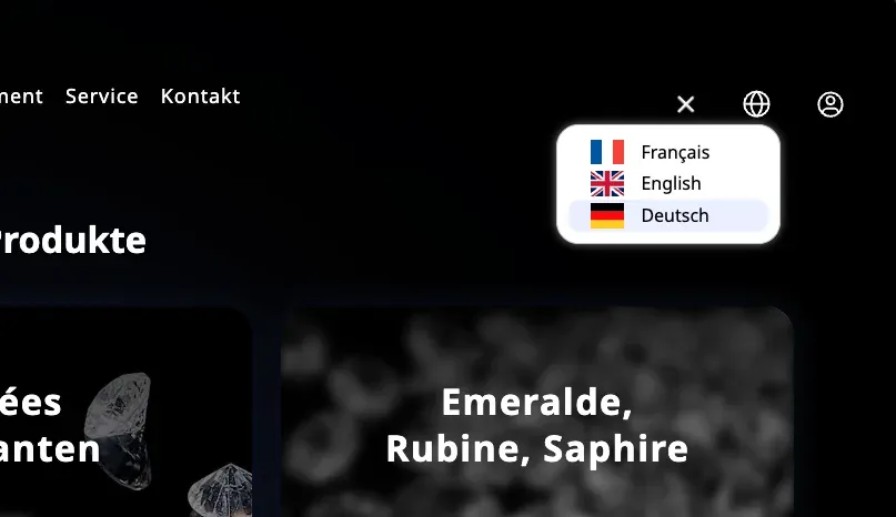 Sprachumschaltung fuer internationale Produktdaten